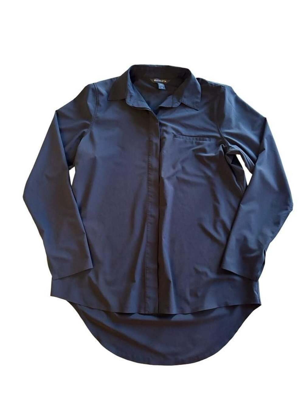 Athleta Urbanite Top 2.0 Size S Black Long Sleeve Button Down Shirt